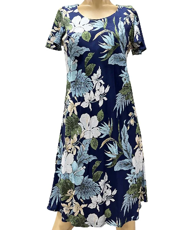 Hilo Navy A-Line Dress with Cap Sleeves