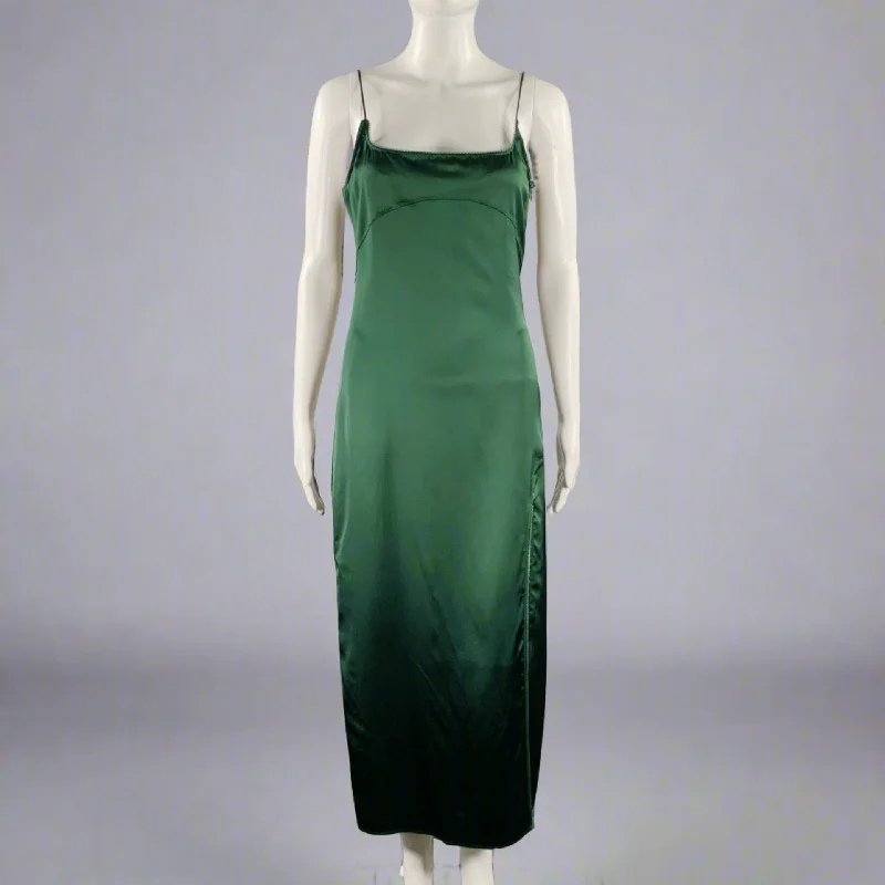 JACQUEMUS Size 0 -La Robe Notte- Green Viscose Blend Spaghetti Straps Dress