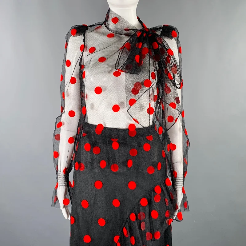 JIL STUART Size 2 Black Red Polyester Blend Polka Dot Bow Set