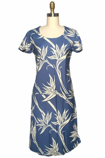 Pareau Paradise Blue A-Line Dress with Cap Sleeves