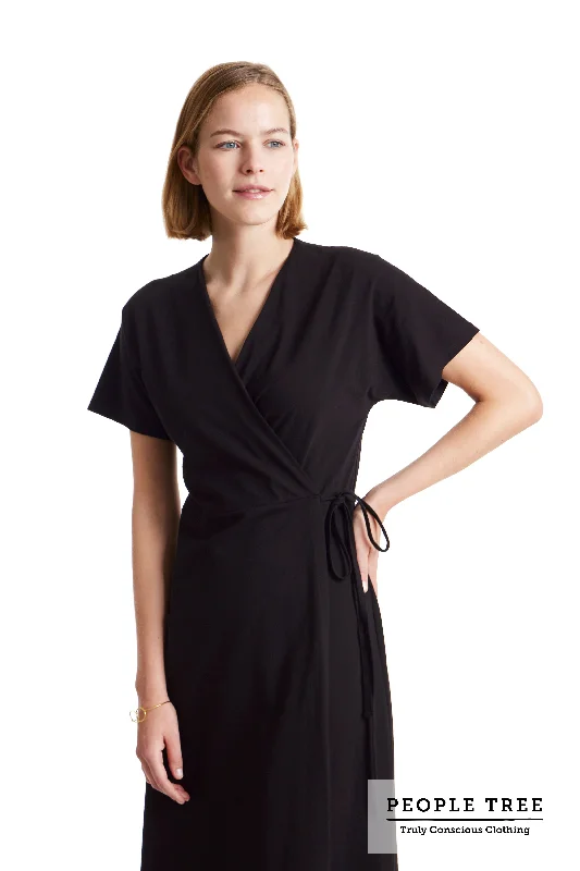 Leora Wrap Dress in Black