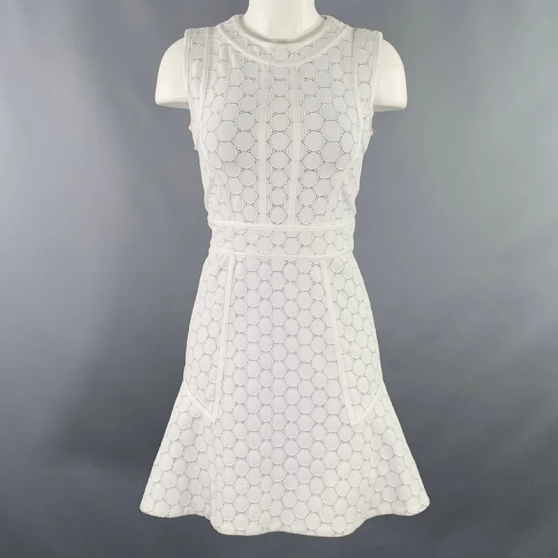 MARC by MARC JACOBS Size XS White Black Nylon Blend Dots Sleeveless Dress