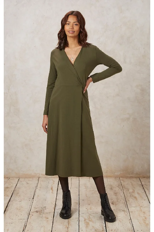 Mathilde Wrap Dress in Khaki