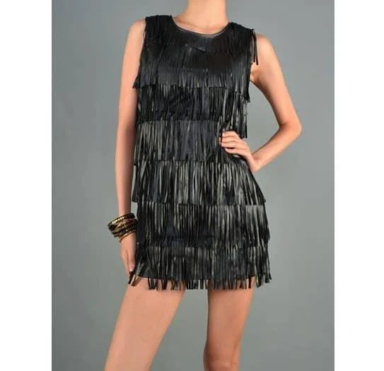 Metallic Fringe Flapper Dress