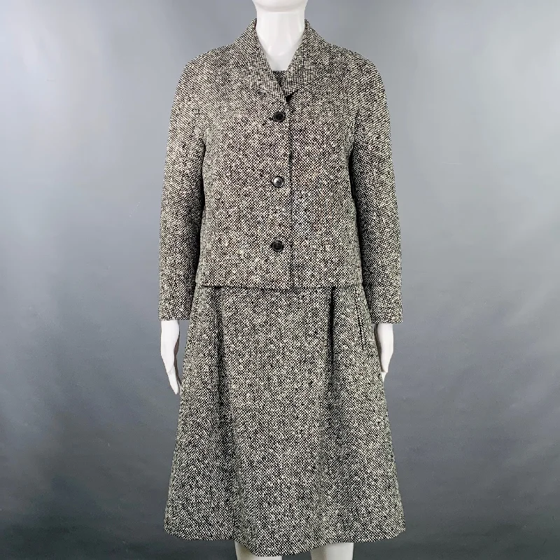 MICHAEL KORS COLLECTION Size 8 Black White Wool Blend Tweed Dress Jacket Set