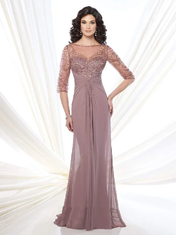 Mon Cheri - 215919SC Knotted Embellished Sheath Evening Gown