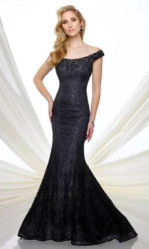 Mon Cheri 216975SC Bateau Neck Jacquard Mermaid Gown