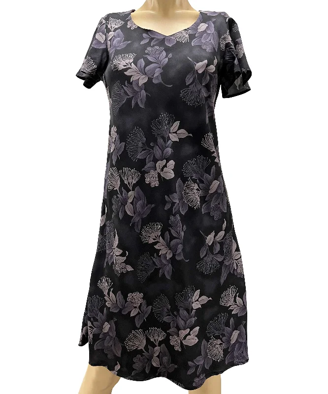 Ohia Black A-Line Dress with Cap Sleeves