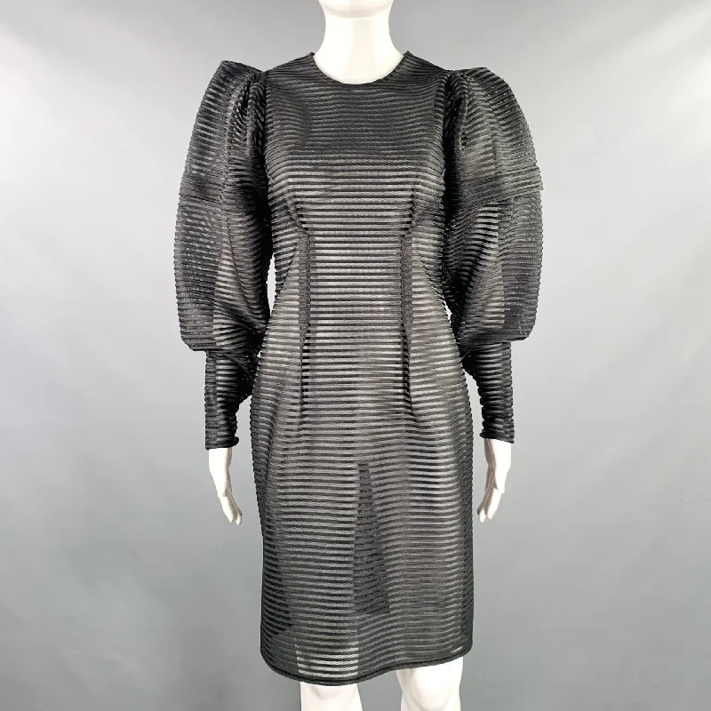 RUBIN SINGER Size S Black Mesh Stripe Back Zip Dress