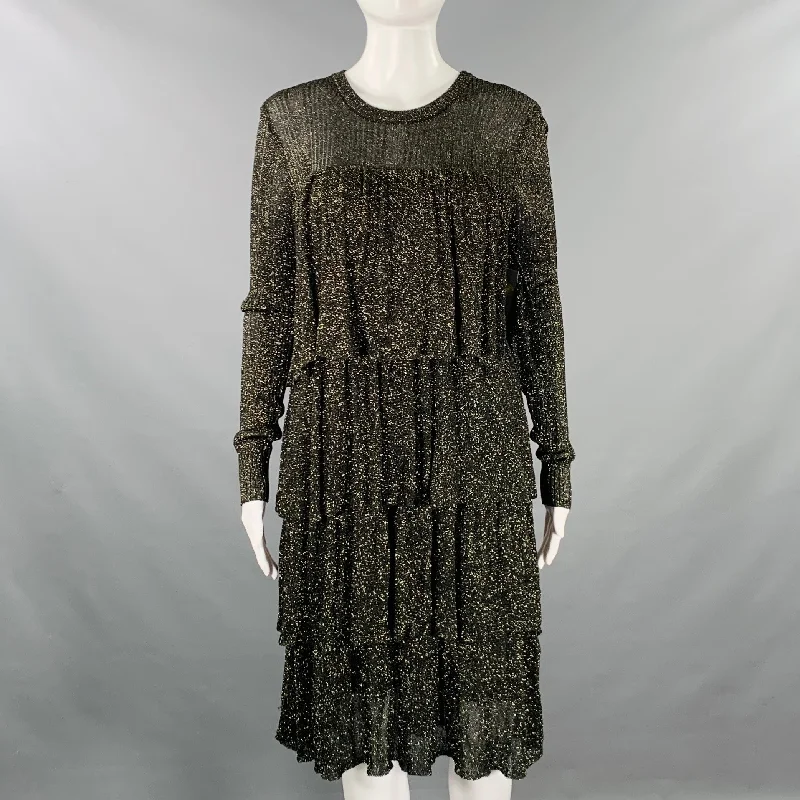 SCOTCH AND SODA Size S Starwatcher Black Gold Knit Ribbed Layered Dress