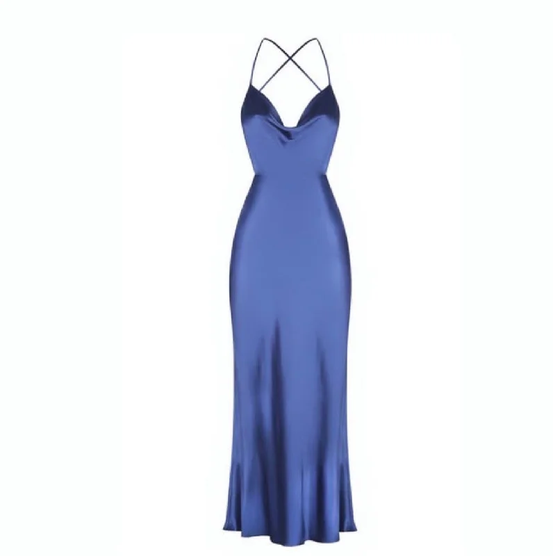 Soie By RS Slip Dresse Infinte Criss Cross Back - Blue