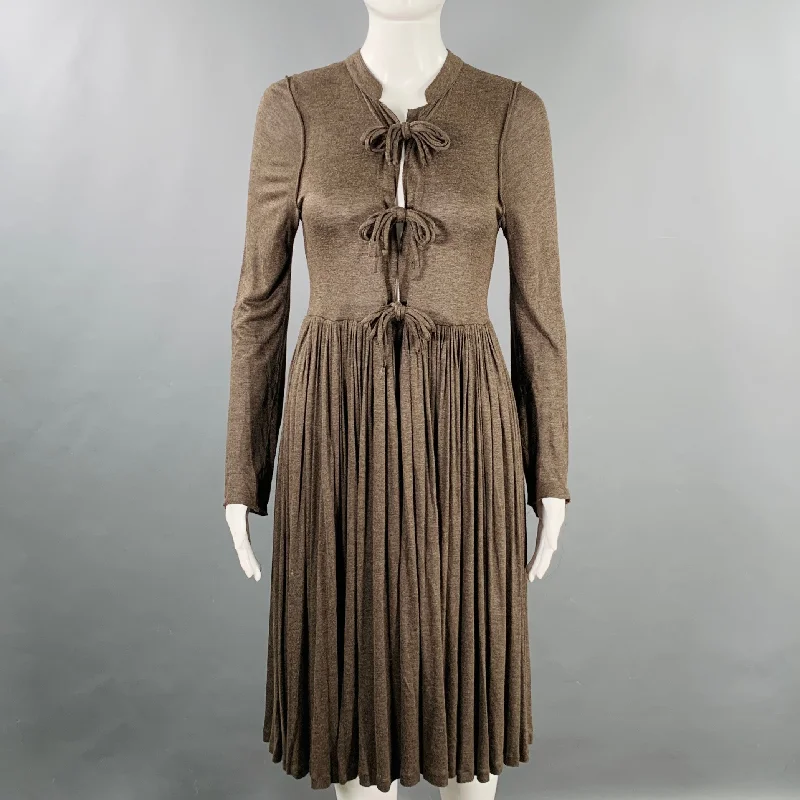 STELLA McCARTNEY Size M Brown Viscose Pleated Dress