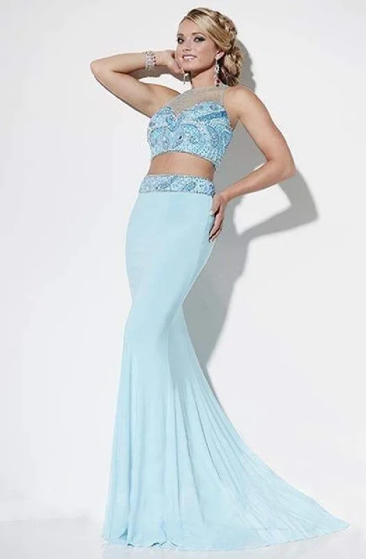 Studio 17 - 12564SC Illusion Halter Two Piece Beaded Gown