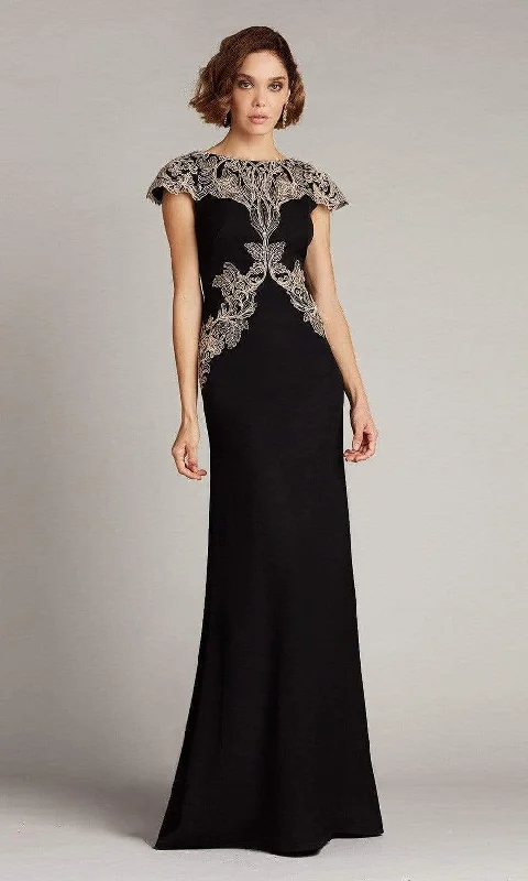 Tadashi Shoji - BSU21103L Embroidered Cap Sleeve Formal Gown