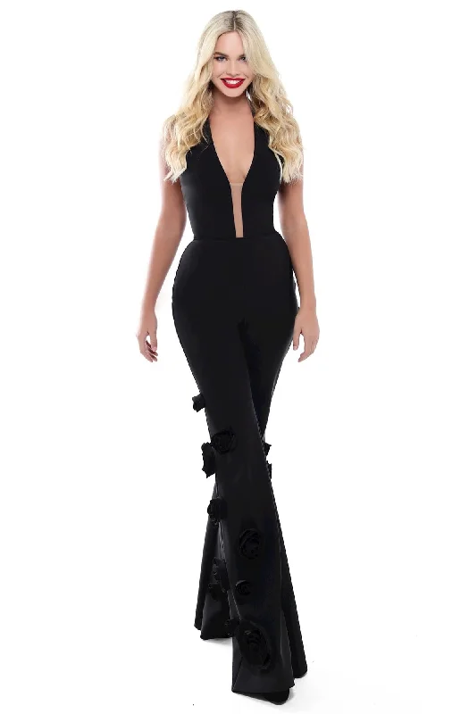 Tarik Ediz - Sleeveless Illusion Inset Jumpsuit 50480