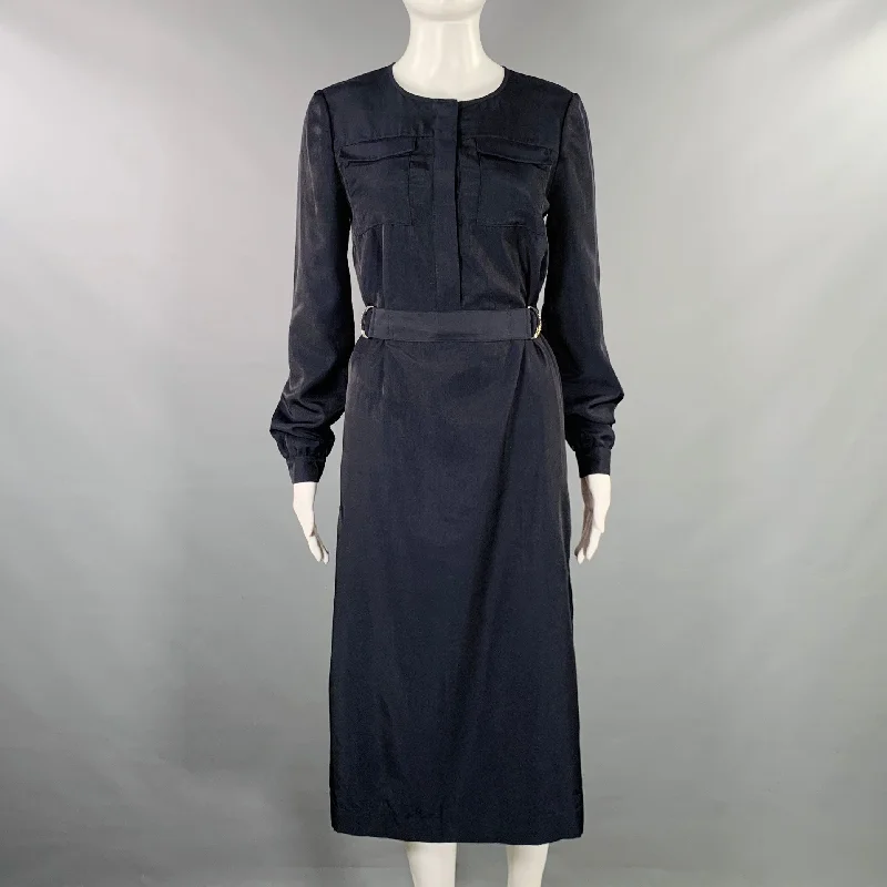 TED BAKER Size S Aminna Navy Polyester Utility Mid Calf Dress