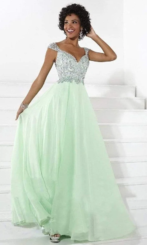 Tiffany Designs - 16085SC Bedazzled Chiffon Flowy Dress