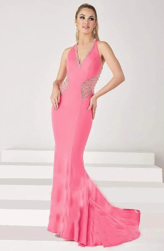 Tiffany Designs - 16198SC Glitter Embellished V Neck Gown