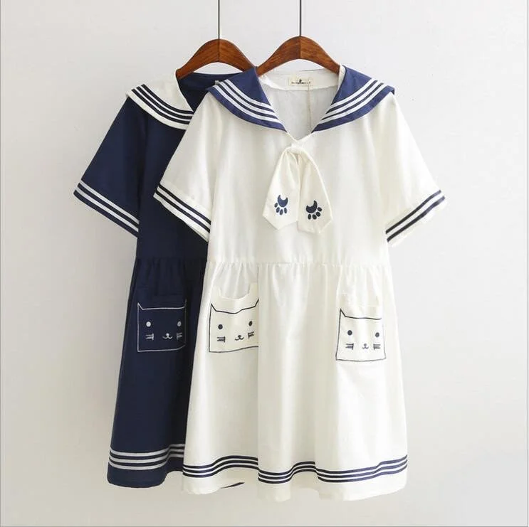 White/navy students dress  YV16027