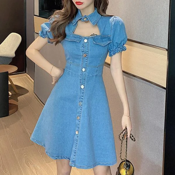 Retro Bubbly Denim Dress SD00503