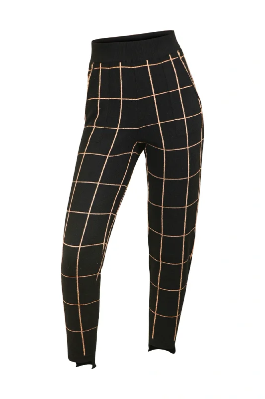 Black & Golden Chess Ratio Cashmere Pants