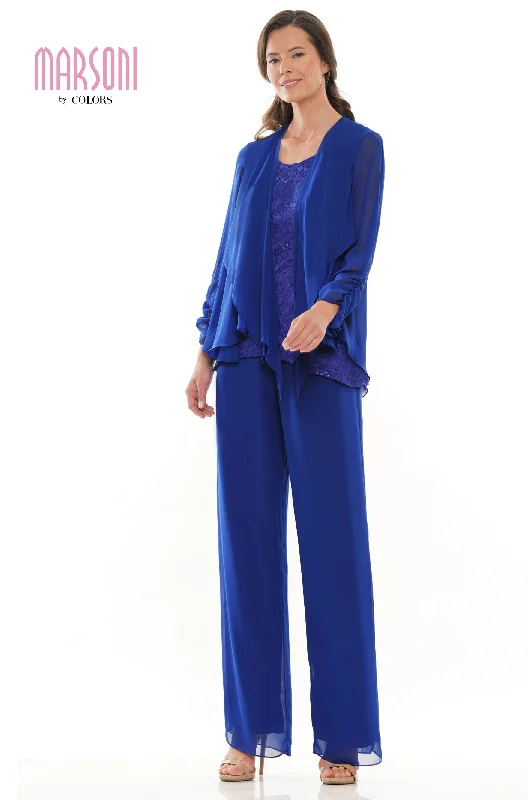 Clearance Sale Marsoni by Colors -M303 Chiffon Jacket and Pants Suit