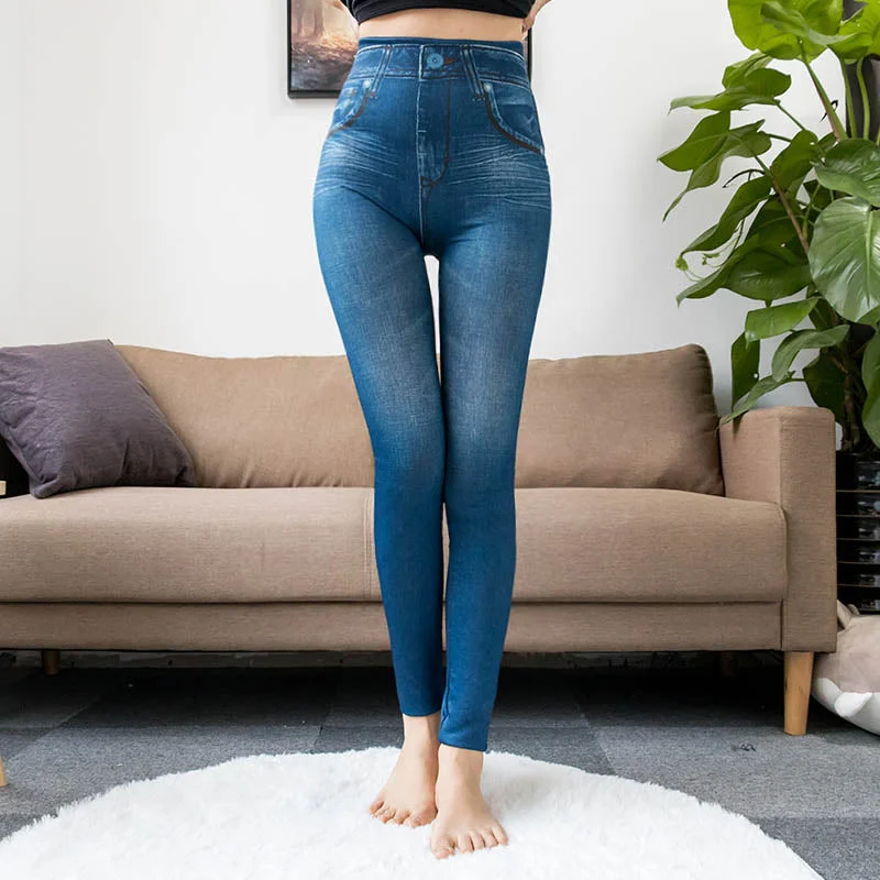 Faux Denim Jeans Leggings Pants