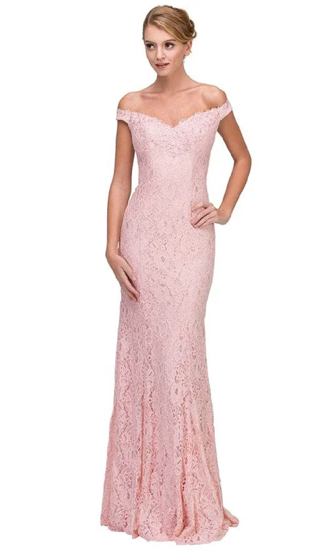 Eureka Fashion 8030 - Laced Off Shoulder Prom Gown