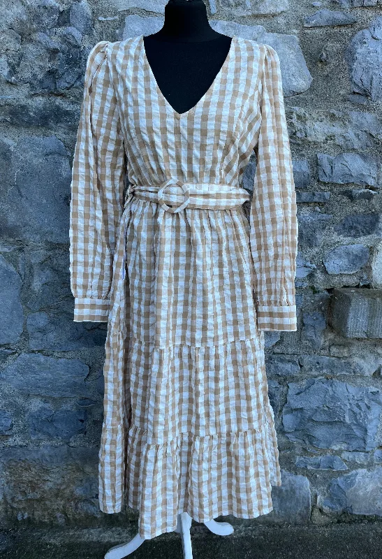 Beige check maxi dress uk 10