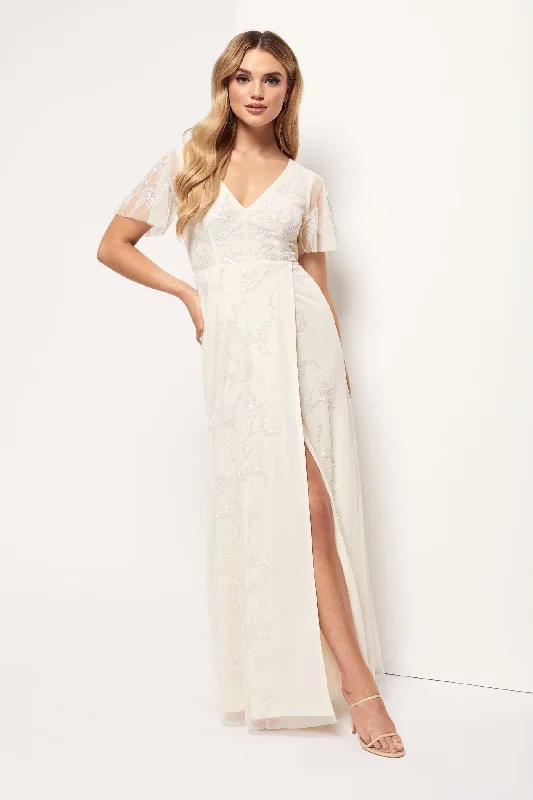 Cream Wrap Maxi Dress