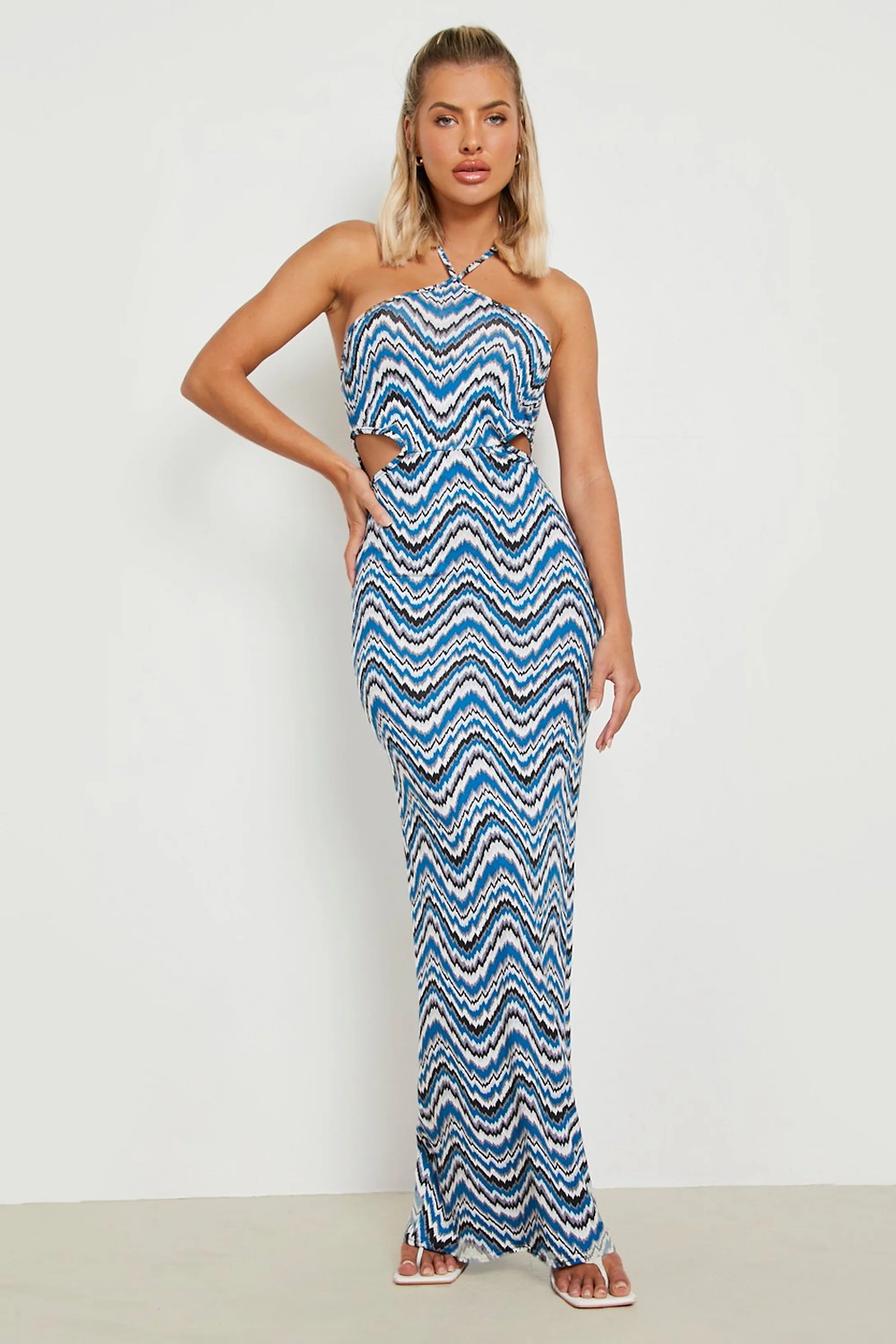 Striped Open Back Strappy Maxi Dress