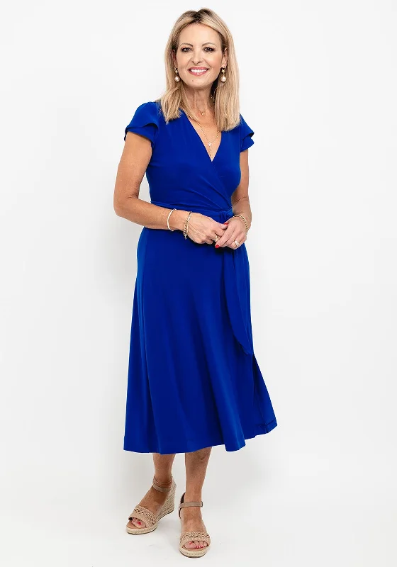 Joseph Ribkoff Wrap A-Line Midi Dress, Royal Blue