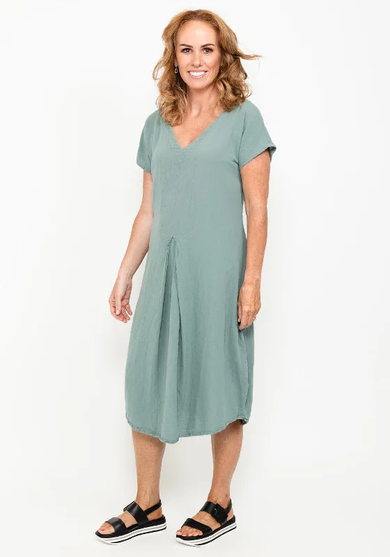 One Life Natalie V Neck Midi Dress, Agave