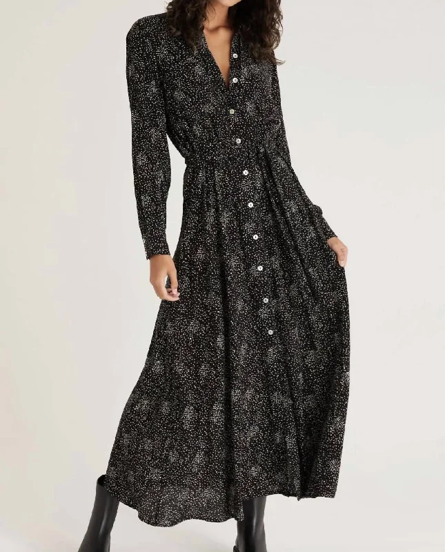 Phoenix Dot Midi Dress in Black