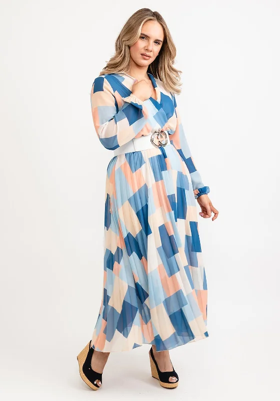 Seventy1 One Size Pastel Print Midi Dress, Blue Multi