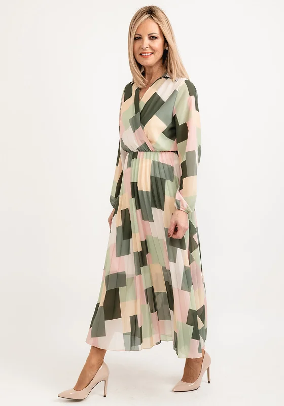 Seventy1 One Size Pastel Print Midi Dress, Green Multi