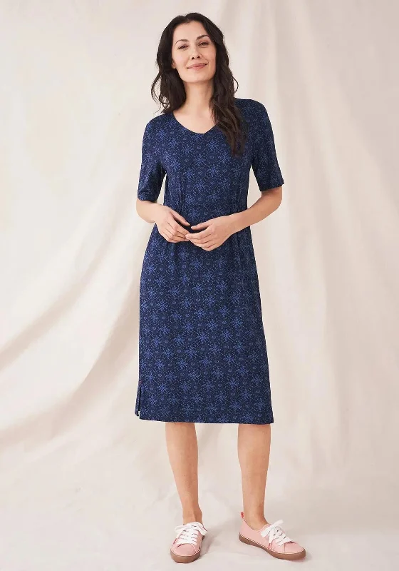 White Stuff Kara Jersey Midi Dress, Navy Multi