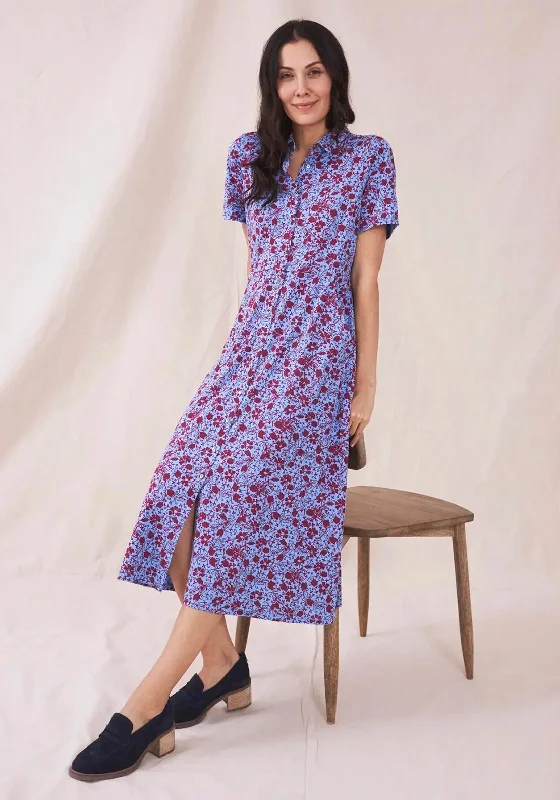 White Stuff Rua Jersey Midi Dress, Blue Multi