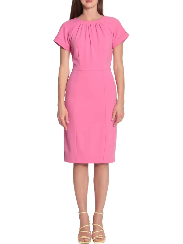 Womens Short Sleeve Knee Midi Dress