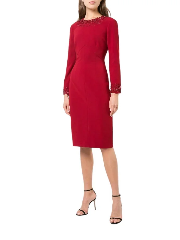 Ahluwalia Brice Beaded Sequin Sheath Dress In Red