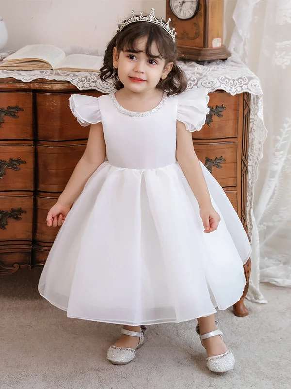 Ball Gown Scoop Flying Sleeves Flower Girl Dresses with Sequins