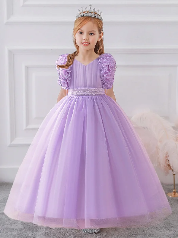 Ball Gown V-Neck Sleeveless Flower Girl Dresses with Sequins