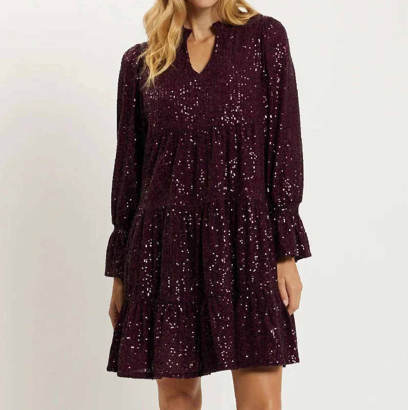 Tammi Sequins Dress In Garnet