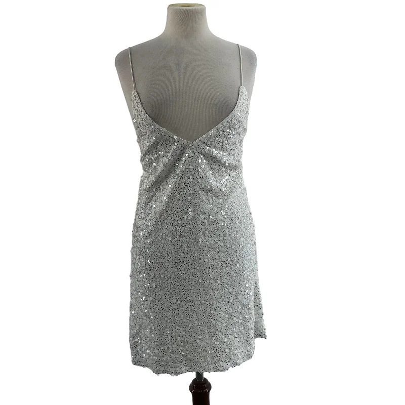 Women's Lulus White Backless Sequins Dress, Size L, Preowned