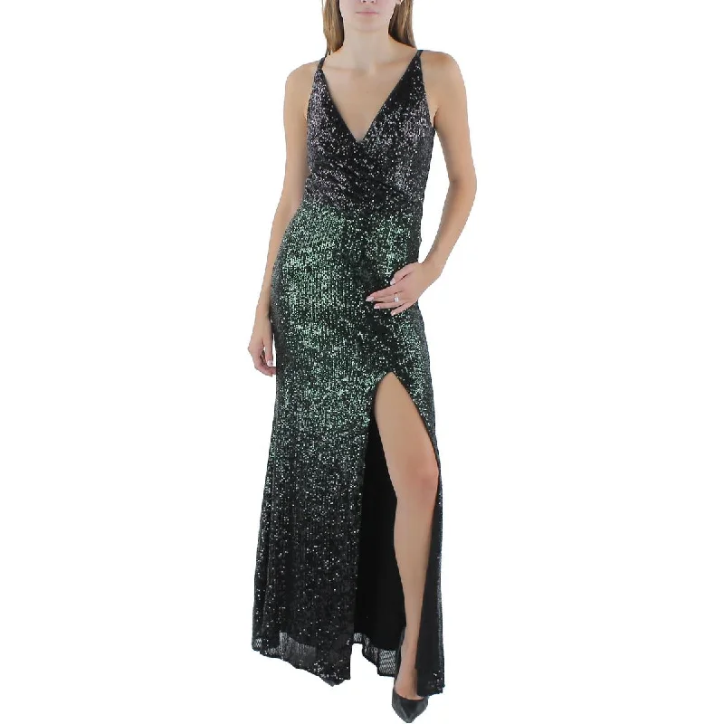 Womens Sequined Sleeveless Evening Dress