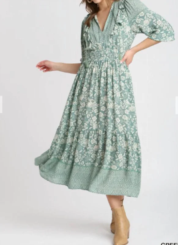 Gypsy Delight Dress - Plus Size In Green