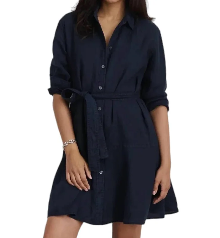 Lilia Shirt Dress In Navy