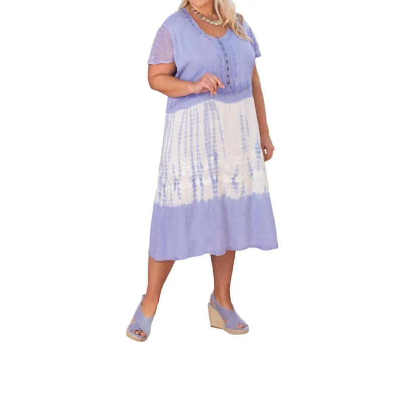 Maeve Tie Dye Print Short Sleeve Dress - Plus Size In Iris Otps Iris Tie Dye