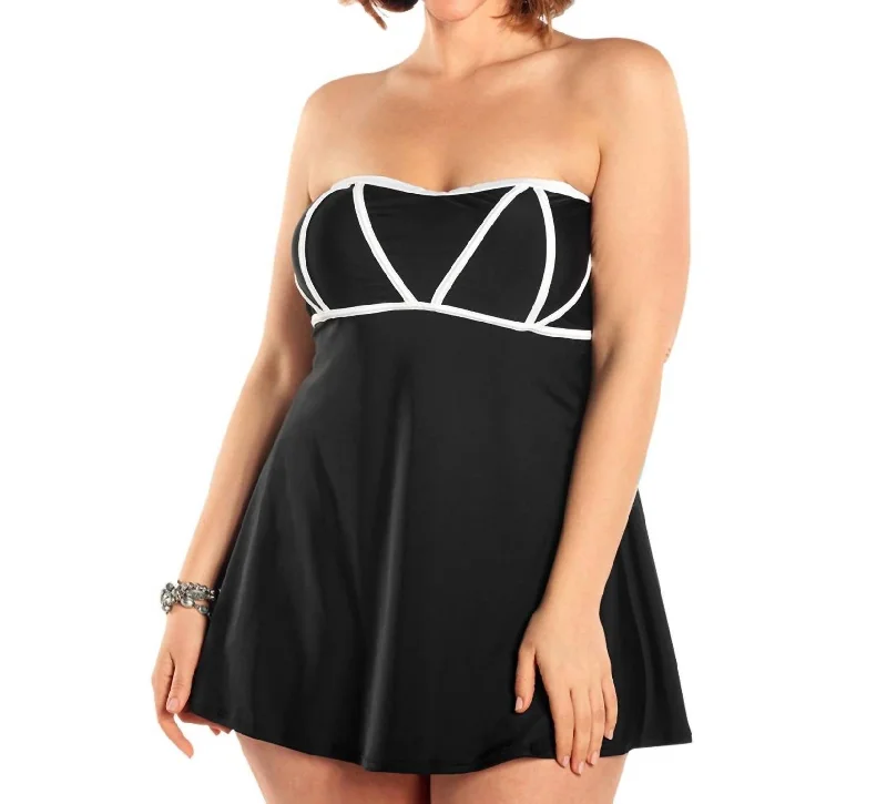 Plus Size Demeter Swimdress In Black And White