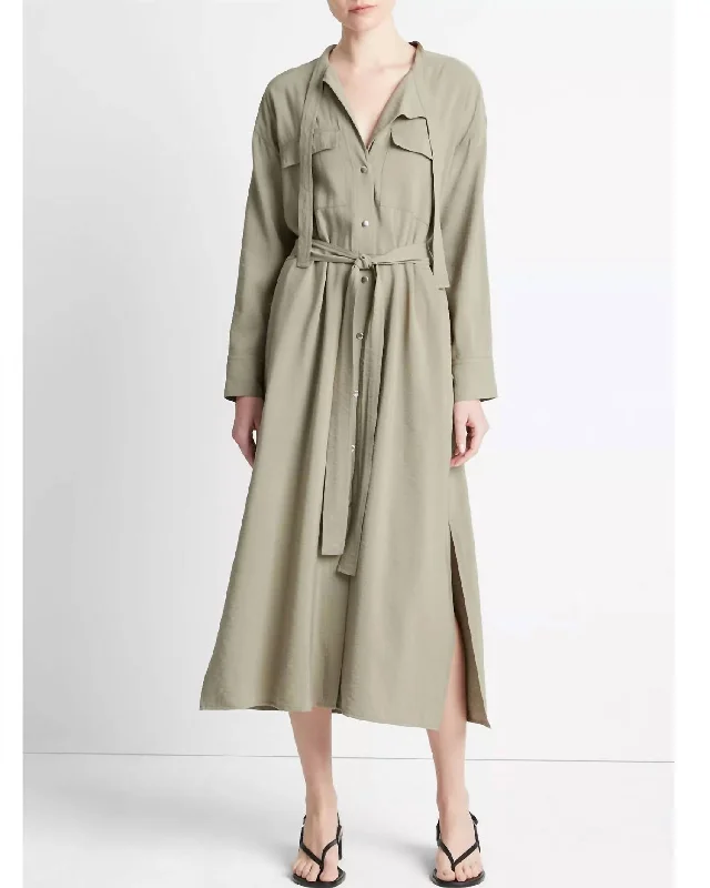 Soft Utility Shirt Dress In Light Sea Fern